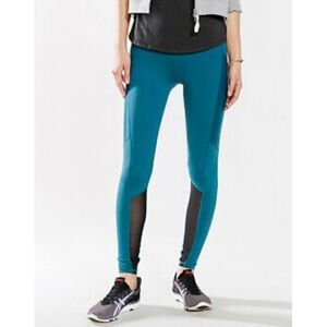 ALO Yoga Black/Dark Teal Mesh Yoga Leggings